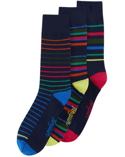 Original Penguin 3 Pack Stripe And Spot Design Ankle Socks In Black And Blue