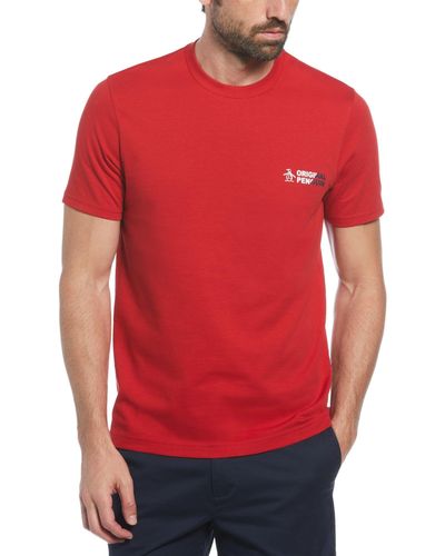 Original Penguin Original Spliced T-shirt In Salsa - Red