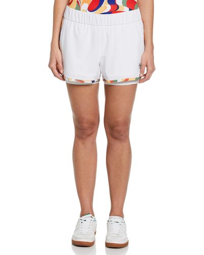 Original Penguin Women's Abstract Print Essential Solid Tennis Short In Bright White - Blue