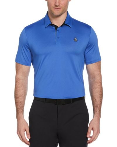 Original Penguin Original Block Design Short Sleeve Golf Polo Shirt In Nebulas - Blue
