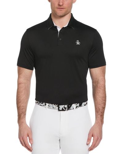 Original Penguin Original Block Design Short Sleeve Golf Polo Shirt In Caviar - Black