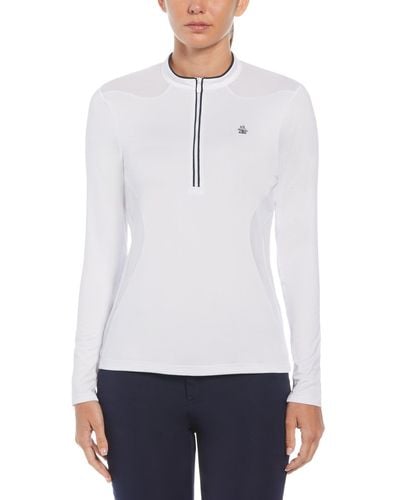 Original Penguin Women's 1/4 Zip Layering Long Sleeve Golf Shirt In Bright White