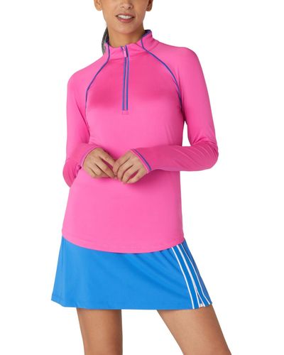 Original Penguin Women's Solid Long Sleeve Tennis Shirt With Sun Protection In Cheeky Pink - Purple