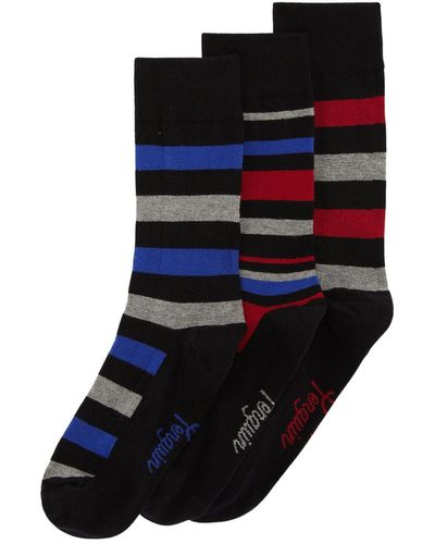Original Penguin 3 Pack Stripe Design Ankle Socks In Black, Blue And Red