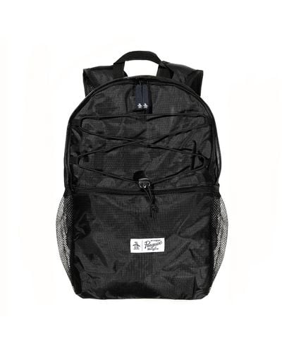 Original Penguin Nessa Rip Stop Backpack With Bungee Cord In Black