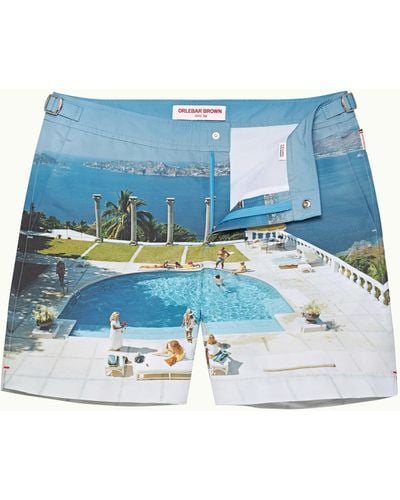 Orlebar Brown Photographic Print Mid-length Swim Shorts Woven - Blue