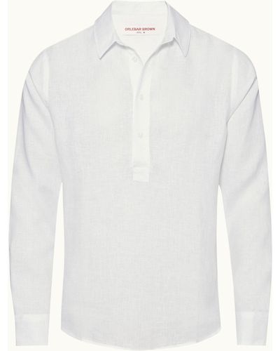 Orlebar Brown Classic Collar Overhead Linen Shirt - White