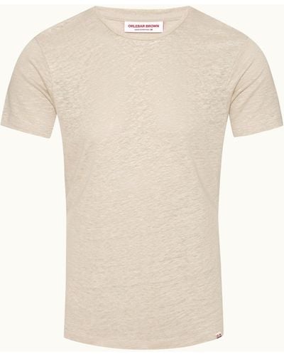 Orlebar Brown Tailored Fit Crewneck Linen T-shirt - Natural