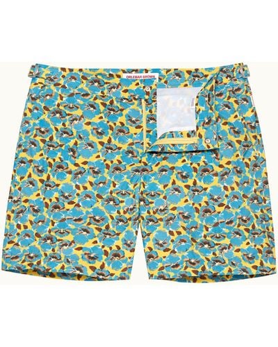 Orlebar Brown Petal Print Mid-length Swim Shorts - Blue