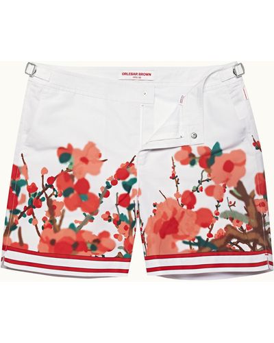 Orlebar Brown Blossom Season Print Mid-length Swim Shorts - Red