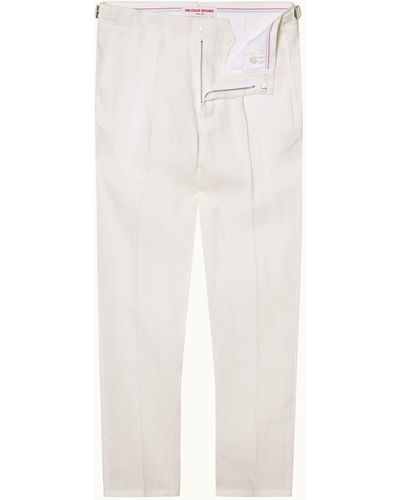 Orlebar Brown Slim Fit Tapered Cotton-linen Trousers Woven - White