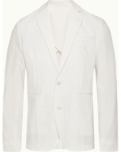 Orlebar Brown Tailored Fit, Two-button, Unstructured Cotton-linen Blazer, Woven - White