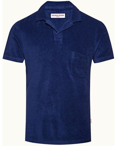 Orlebar Brown Tailored Fit Towelling Resort Polo Shirt - Blue