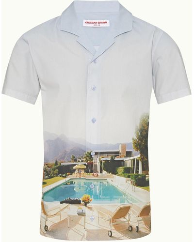 Orlebar Brown Photographic Print Classic Fit Capri Collar Shirt - White