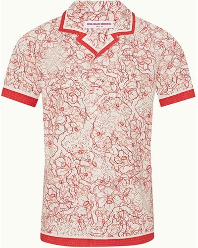 Orlebar Brown Nouveau Print Classic Fit Capri Collar Shirt - Pink