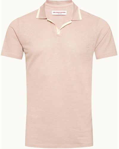 Orlebar Brown Resort Collar Linen Pique Polo Shirt - Pink