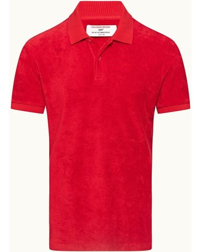 Orlebar Brown 007 Ryder Dr. No Towelling Polo Shirt - Red