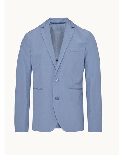 Orlebar Brown Tailored Fit, Two-button, Unstructured Cotton-linen Blazer, Woven - Blue