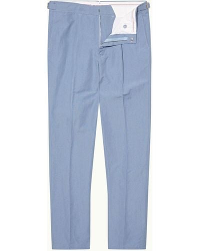 Orlebar Brown Slim Fit, High-rise, Tapered Cotton-linen Trousers, Woven - Blue