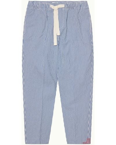 Orlebar Brown Seersucker Relaxed Fit Drawcord Pants - Blue