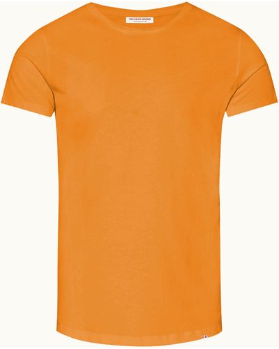 Orlebar Brown Tailored Fit Crew Neck Cotton T-shirt - Orange