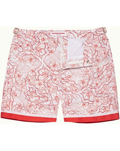 Orlebar Brown Floral Nouveau Print Mid-length Swim Shorts Woven - Red