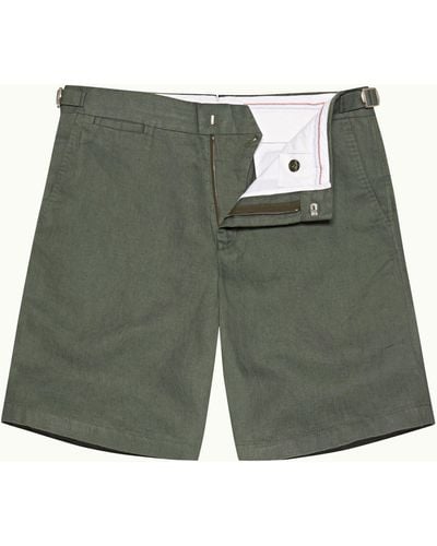 Orlebar Brown Tailored Fit Linen Shorts - Green