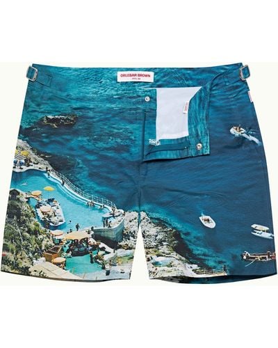 Orlebar Brown Photographic Print Mid-length Swim Shorts - Blue