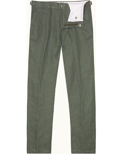 Orlebar Brown Tailored Fit Cotton-linen Pants - Green