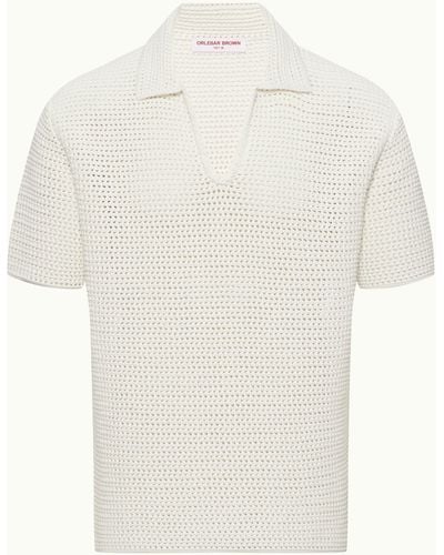 Orlebar Brown Crochet Effect Organic Cotton Polo Shirt - White