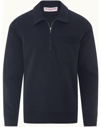 Orlebar Brown Night Iris Classic Fit Collared Half-zip Organic Cotton Sweatshirt - Blue