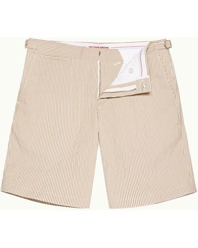 Orlebar Brown Seersucker Stripe Tailored Fit Shorts Woven - Natural