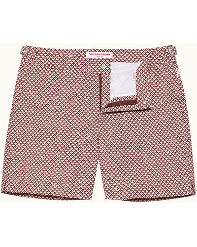 Orlebar Brown Geo Print Mid-length Swim Shorts - Pink