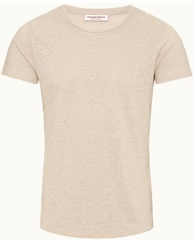 Orlebar Brown Pebble Tailored Fit Crewneck Linen T-shirt - Natural