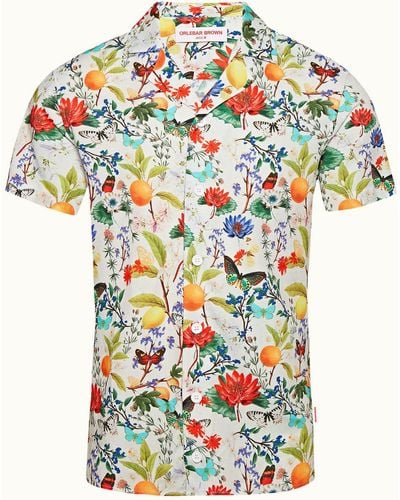 Orlebar Brown Almond/multi Floral Print Resort Shirt - Multicolor