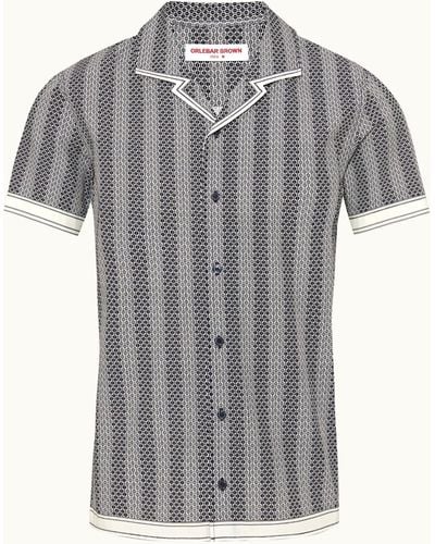Orlebar Brown Rills Print Classic Fit Capri Collar Cotton Shirt - Grey