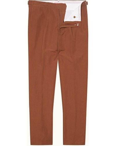 Orlebar Brown Slim Fit Tapered Cotton-linen Trousers Woven - Brown