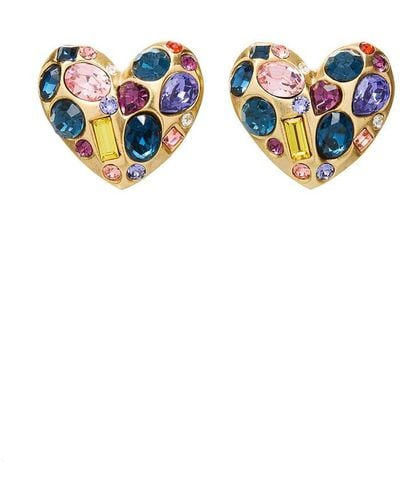 Oscar de la Renta Gemstone Heart Clip-on Earrings - Blue