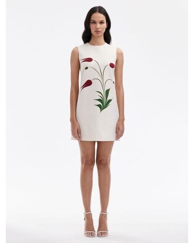 Oscar de la Renta Marbled Tulip Shift Dress - White