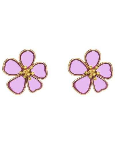 Oscar de la Renta Cloudy Resin Floral Stud Earrings - Pink
