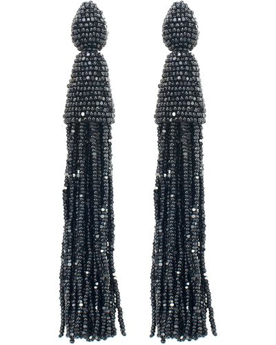 Oscar de la Renta Classic Long Tassel Earrings - Black