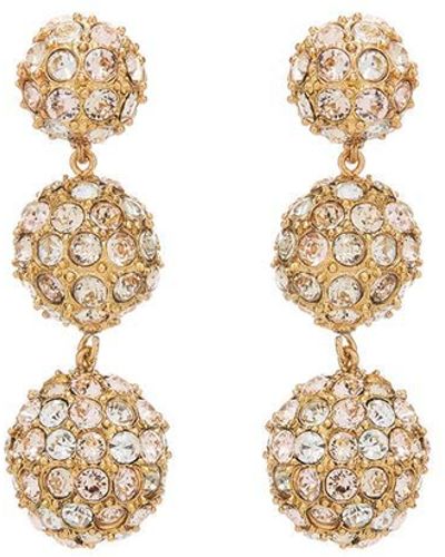 Oscar de la Renta Crystal Ball Drop Earrings - White