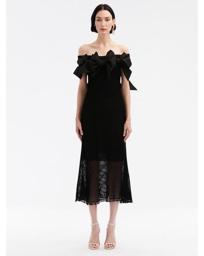 Oscar de la Renta Bow Detail Knit Dress - Black