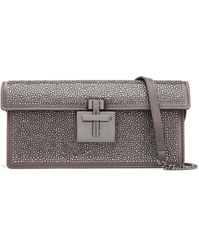 Oscar de la Renta Pavé Crystal Alibi Clutch - Gray