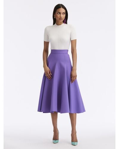 Oscar de la Renta Double-faced Stretch Wool Skirt - Purple
