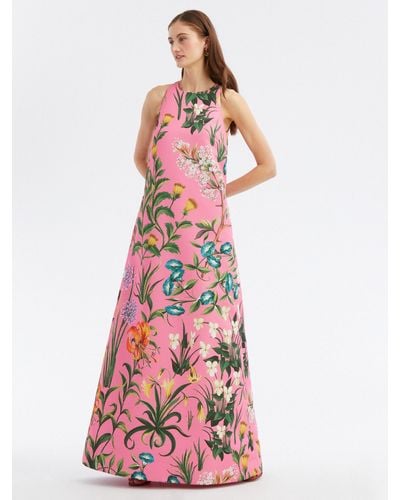 Oscar de la Renta Oversized Floral Tapestry Gown - Pink