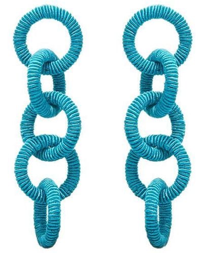 Oscar de la Renta Long Coil Circle Link Earrings - Blue