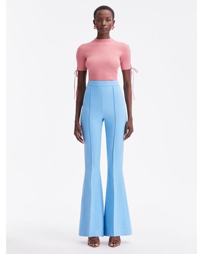 Oscar de la Renta Stretch Wool Flare Pant - Blue