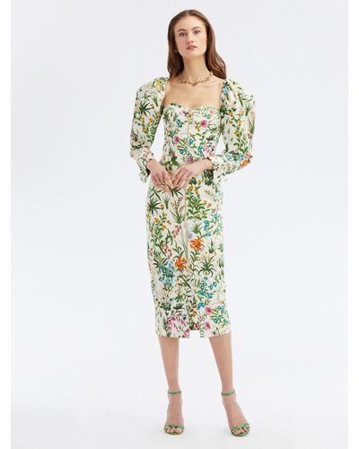 Oscar de la Renta Floral Tapestry Zip Front Dress - Multicolor