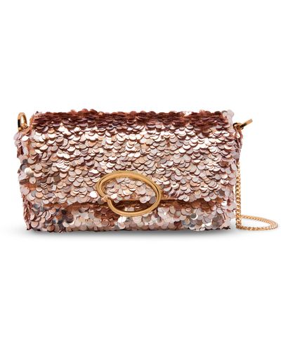 Oscar de la Renta Sequin Embroidered Shoulder Bag - Pink